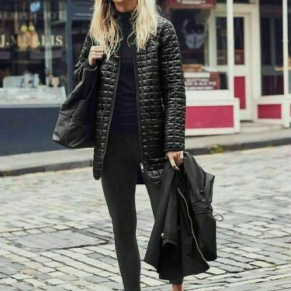 Athleta Black Quilted Lightweight Coat